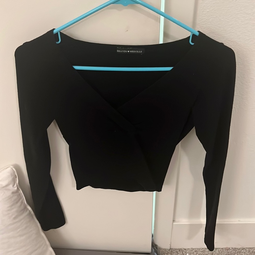 Black V-neck brandy Melville top